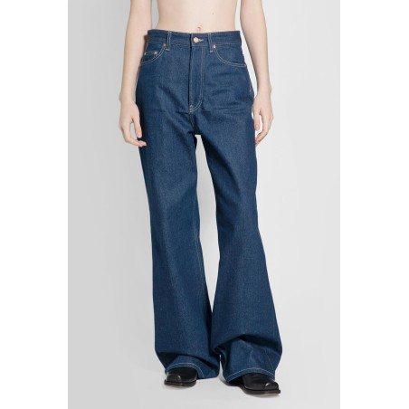 topstitched wide leg jeans