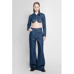 topstitched wide leg jeans