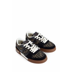 fendi match suede and canvas sneakers