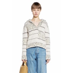 hooded wool sweater in textured stripe knit