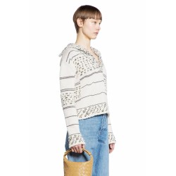 hooded wool sweater in textured stripe knit