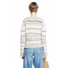 hooded wool sweater in textured stripe knit