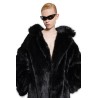 off shoulder coat in fake fur