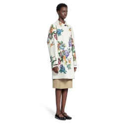 printed cotton single-breasted coat