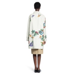 printed cotton single-breasted coat