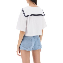 cropped t-shirt with sailor collar