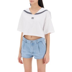 cropped t-shirt with sailor collar