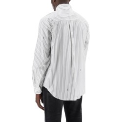 striped shirt with staggered logo