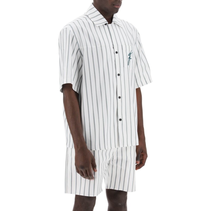 striped bowling shirt with button