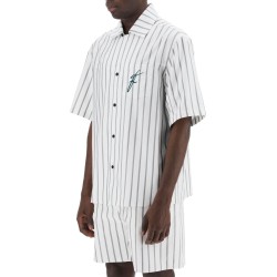 striped bowling shirt with button