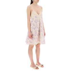 "mini linen dress with lace trim"