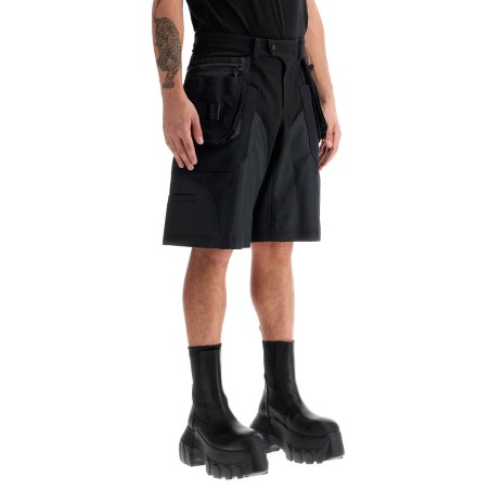 "bi-material cargo bermuda shorts