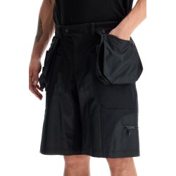 "bi-material cargo bermuda shorts