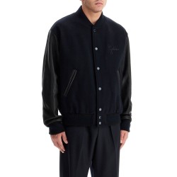 aleandro bomber jacket with leather sleeves