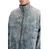 distressed denim jacquard jacket