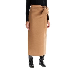 camel skirt with bow accent