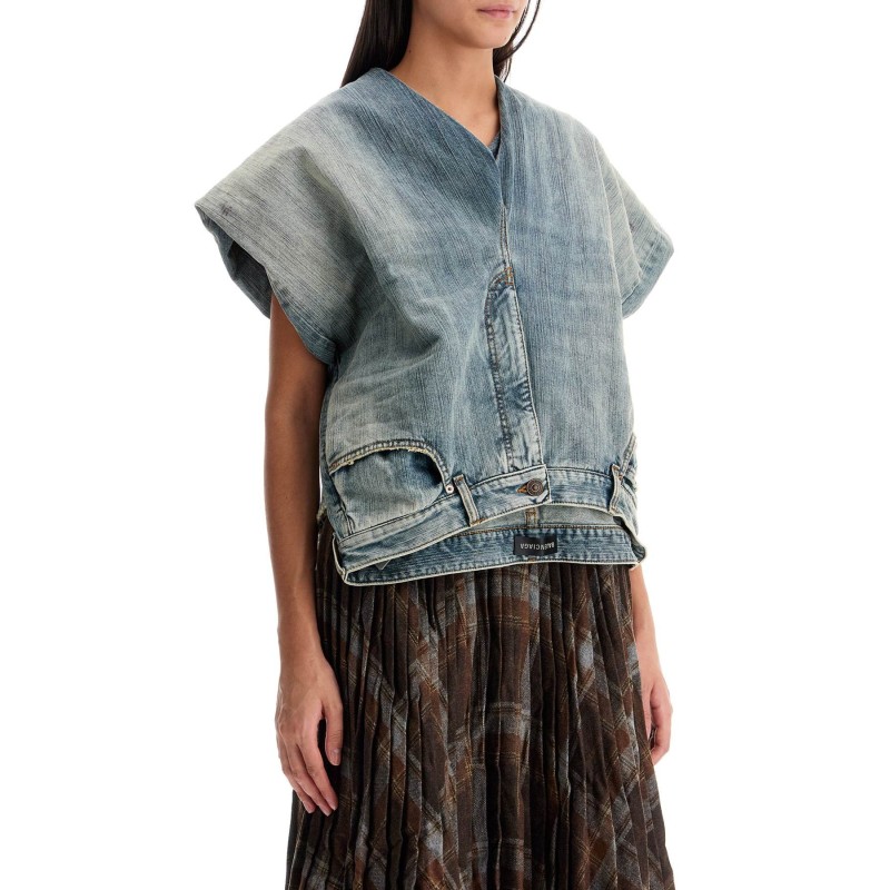 denim top with trompe l