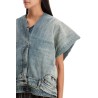 denim top with trompe l