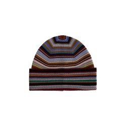 signature stripe virgin wool beanie hat