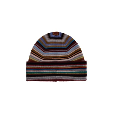 signature stripe virgin wool beanie hat