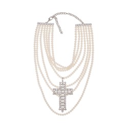 'necklace with pearls and crystal cross