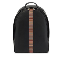 "signature stripe leather backpack"