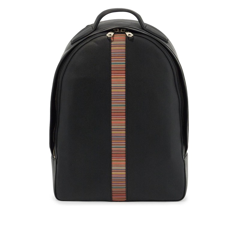 "signature stripe leather backpack"