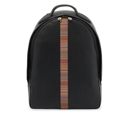 "signature stripe leather backpack"