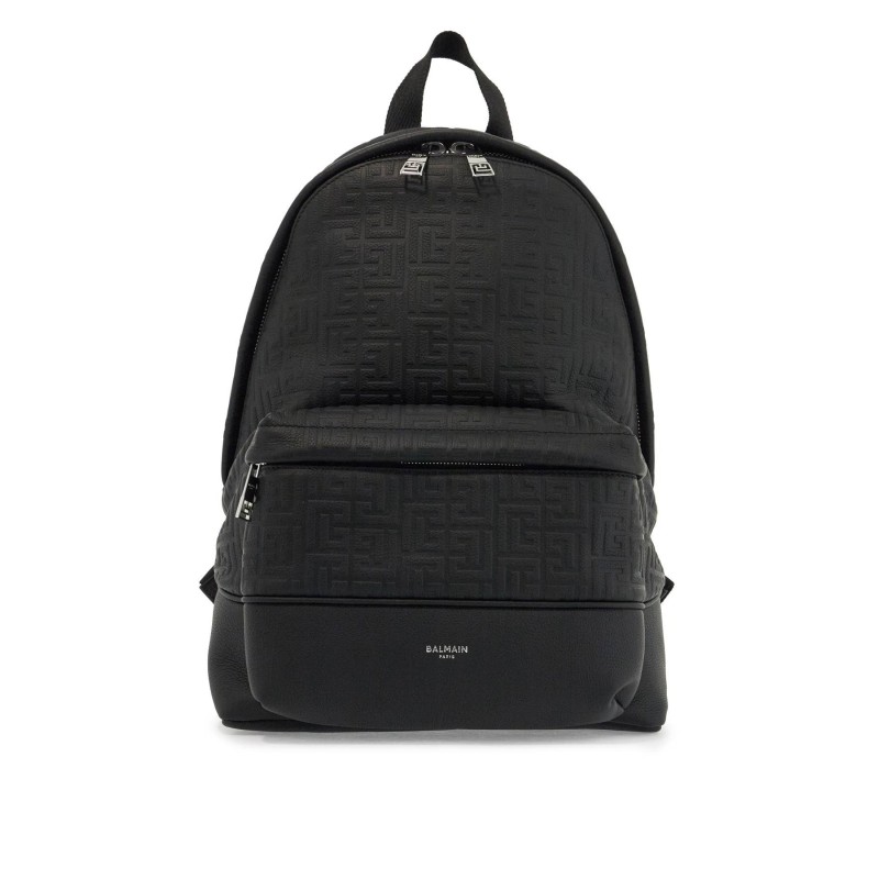 embossed leather backpack