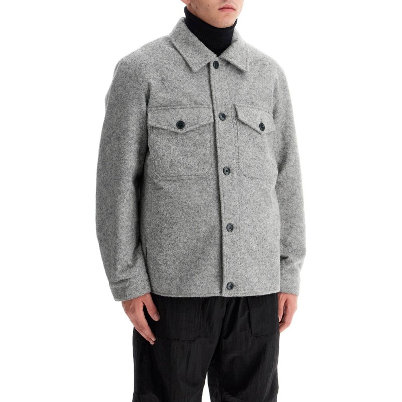 reflective wool blend shirt jacket