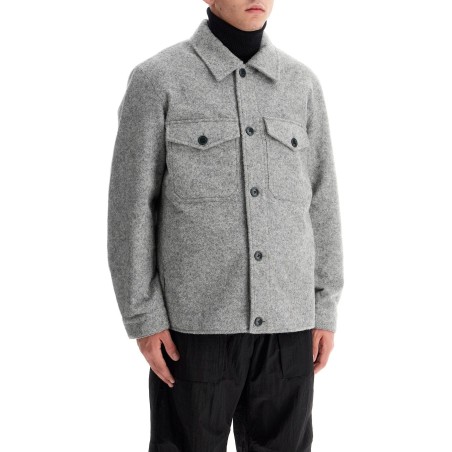 reflective wool blend shirt jacket