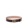 croco-effect leather belt with emblem buckle