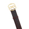 croco-effect leather belt with emblem buckle