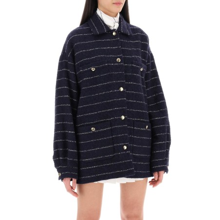 blouson jacket in striped boucle wool