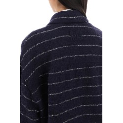 blouson jacket in striped boucle wool