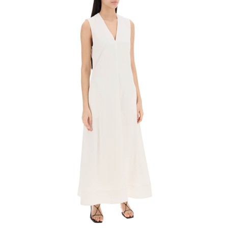 maxi flared dress with v-neckline