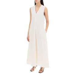 maxi flared dress with v-neckline