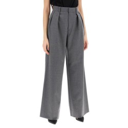 wide leg flannel trousers for men or