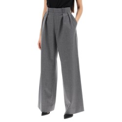 wide leg flannel trousers for men or