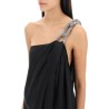 one-shoulder dress with falabella chain