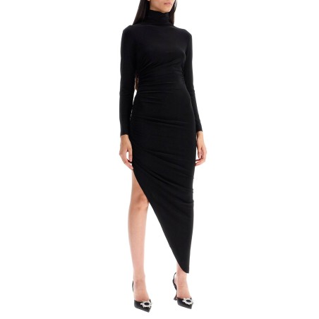 asymmetric high-neck dress