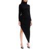 asymmetric high-neck dress