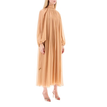 long silk georgette dress in nine