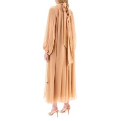 long silk georgette dress in nine