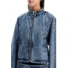 denim round racing jacket with a