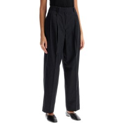 double pleated pinstripe trousers