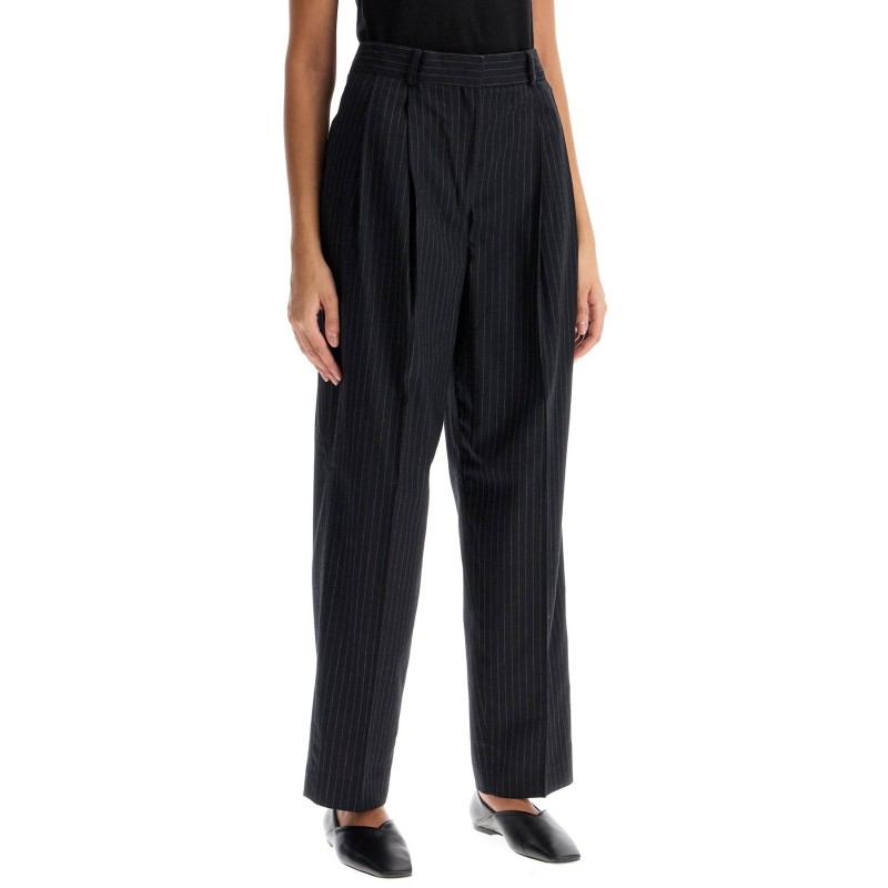 double pleated pinstripe trousers