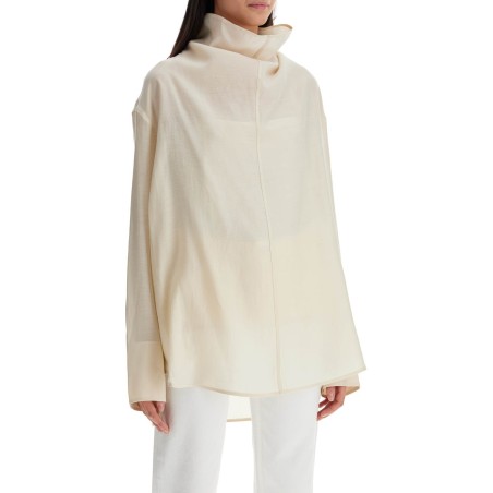 high-necked organza blouse