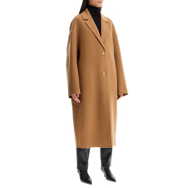 wool blend cocoon coat with