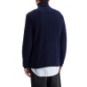 high-neck wool and cashmere cable-knit pullover sweater